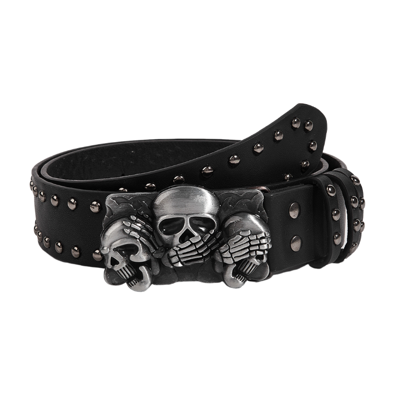 Y2K Vintage Skull Gothic Leather Belt