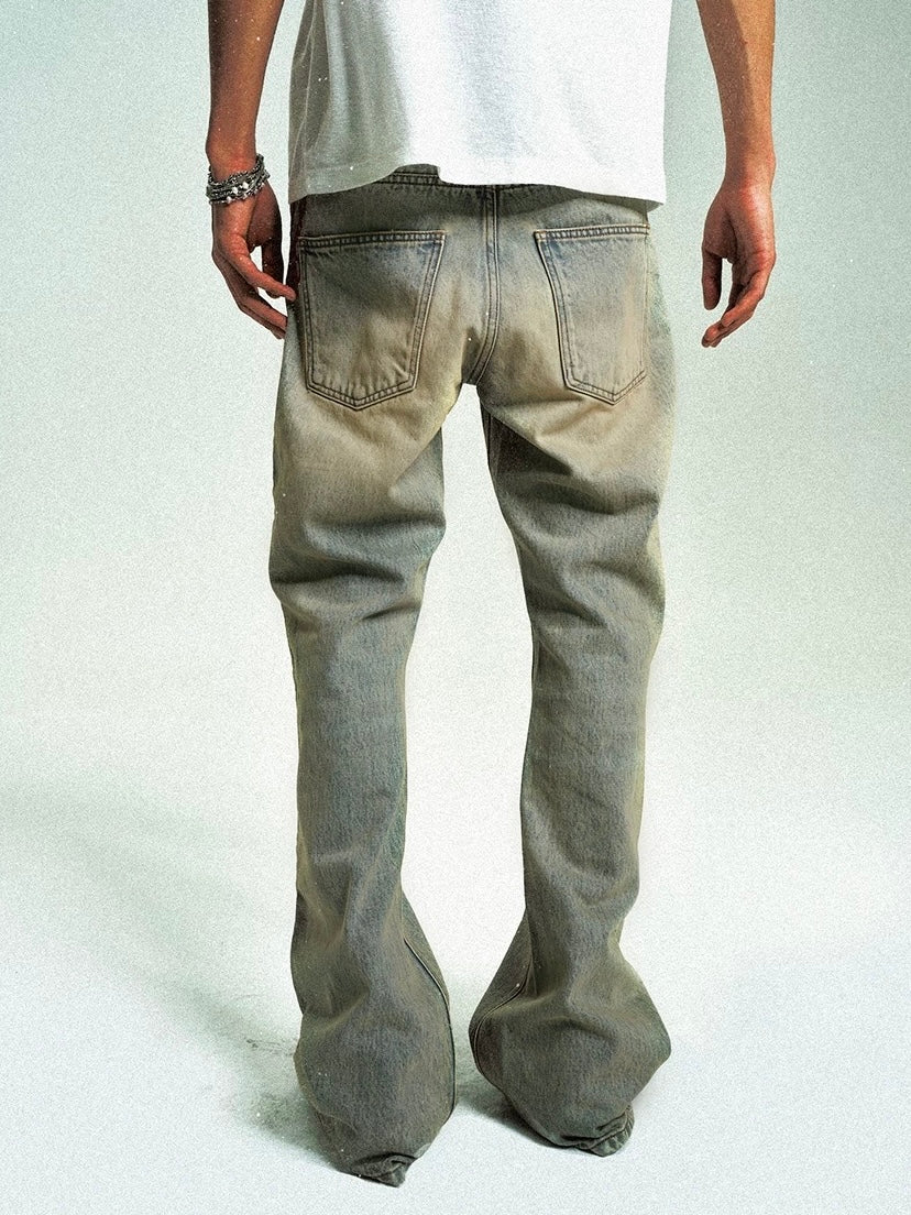 流星錘鏈條刺繡復古破洞牛仔褲