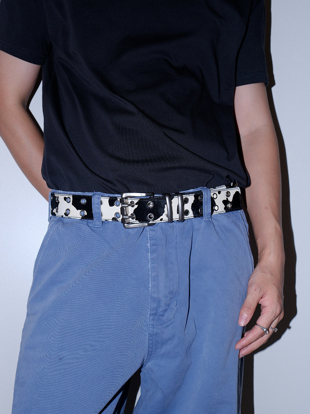 Adjustable No Punch Double Buckle Leather Belt