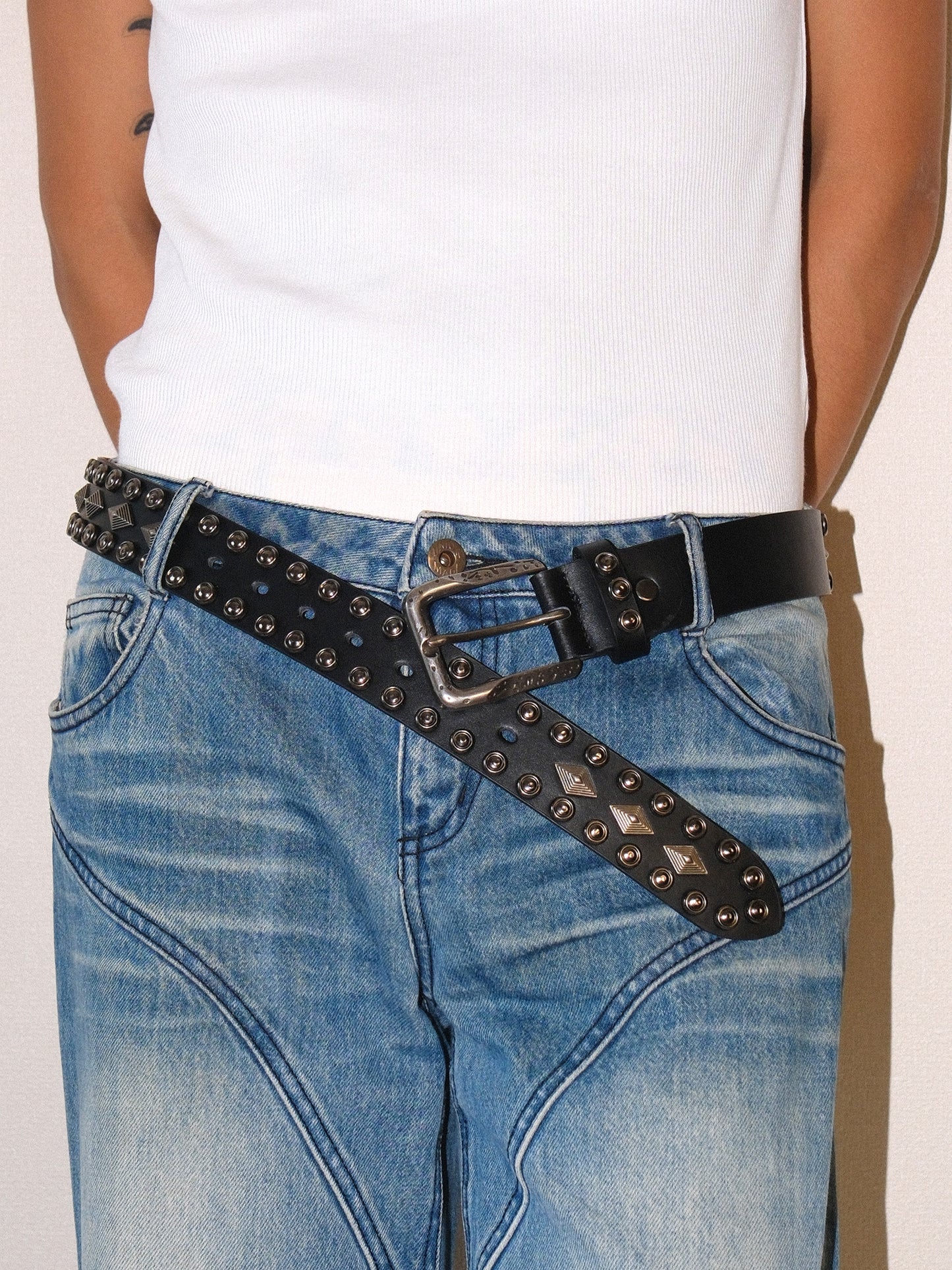 Diamond Studded Genuine Leather Belt