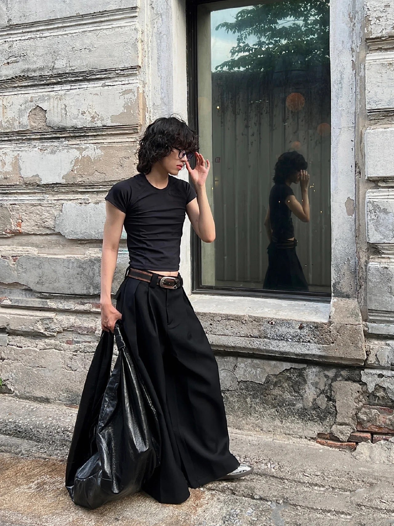 做舊十字扣黃色牛皮腰帶