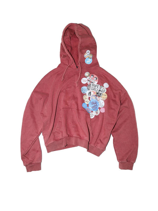 重量級復古紅色圖案連帽衫