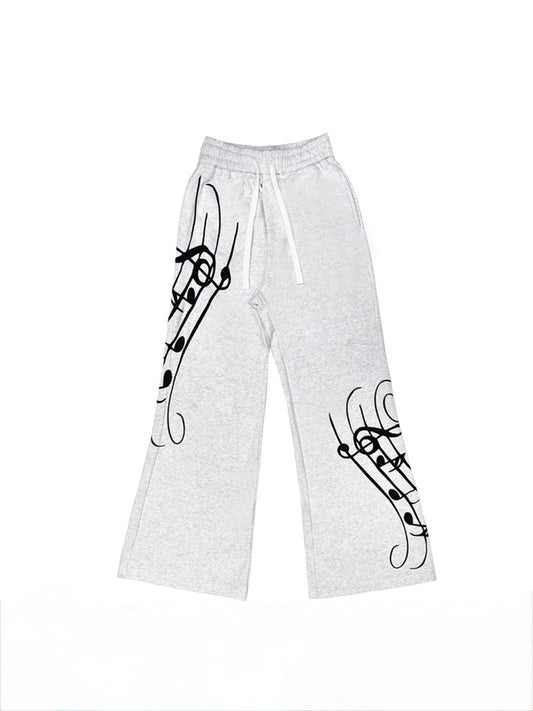 Music Note Embroidery Streetwear Sweatpants