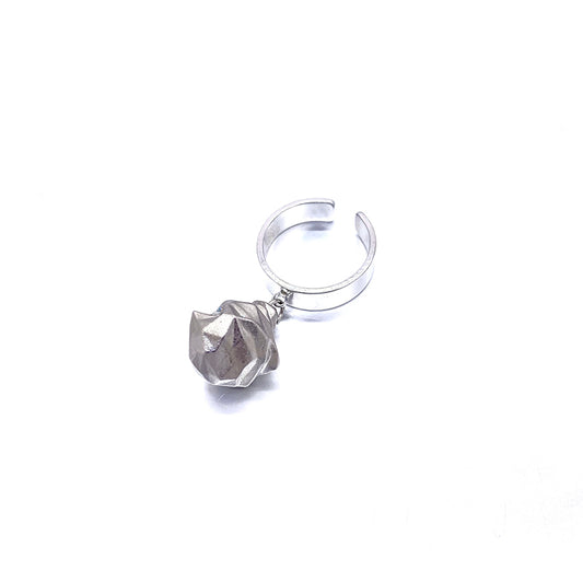 Matte Faceted Heart Couple Adjustable Ring