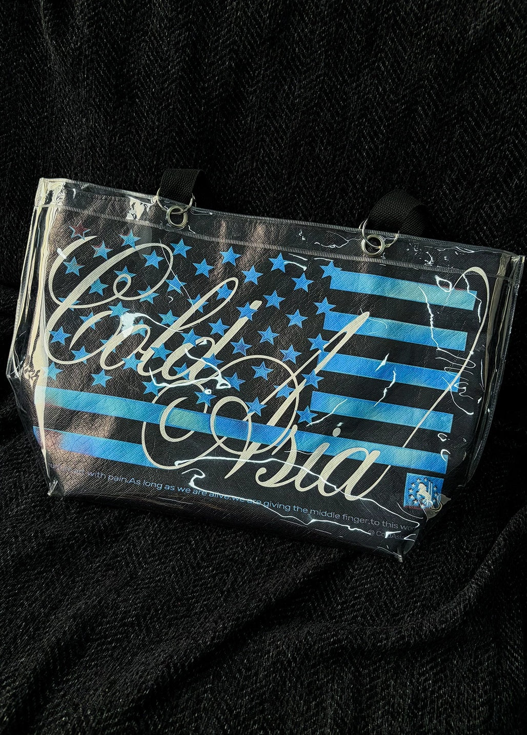 Skull Star Flag Clear PVC Tote Bag - star flag side