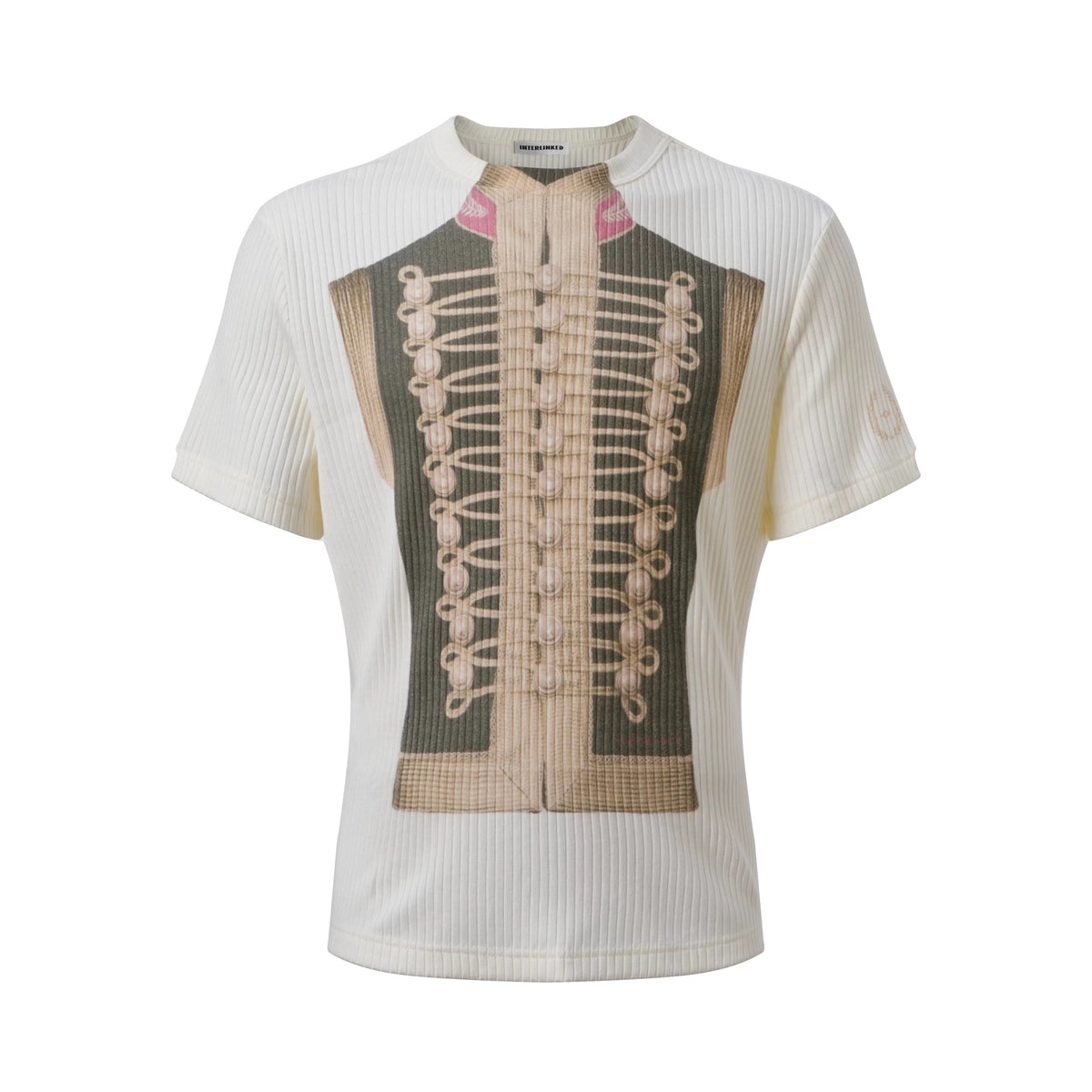 Napoleon Military Jacket Print Ribbed T-Shirt - Apricot flat lay front