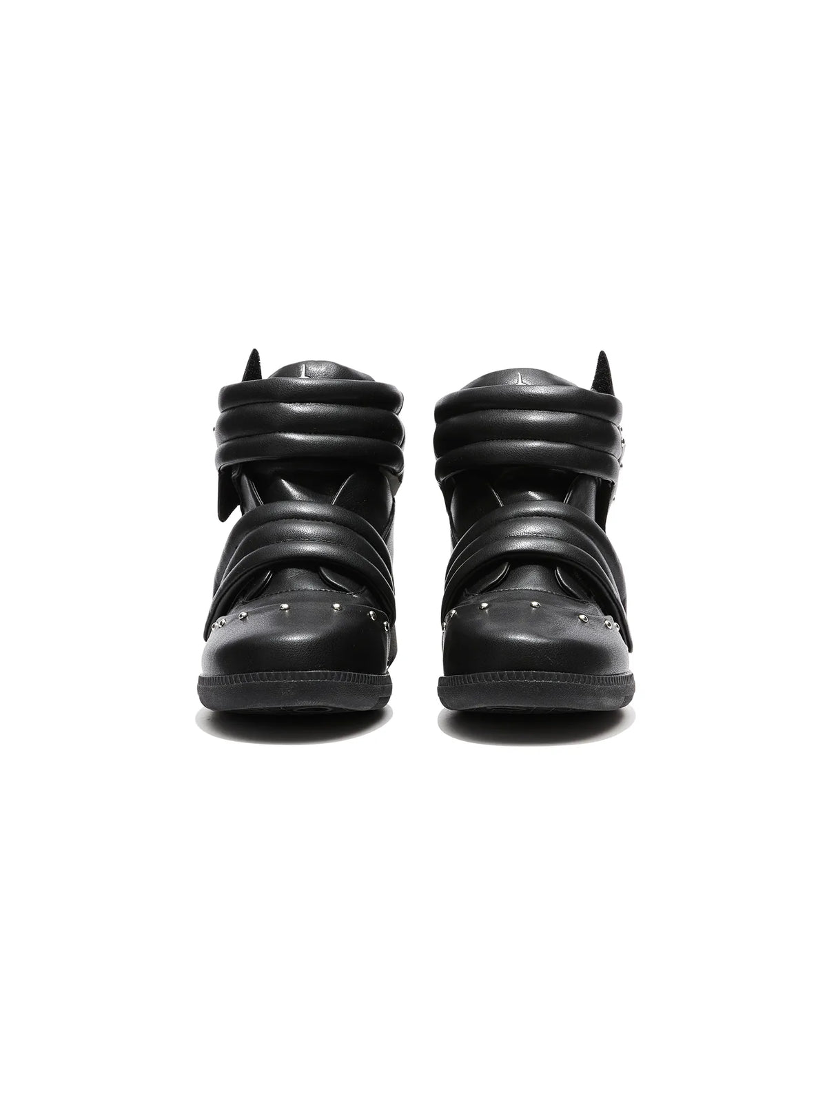 DETW Bootleg Star Studded Velcro High-Top Sneakers - Black pair front view
