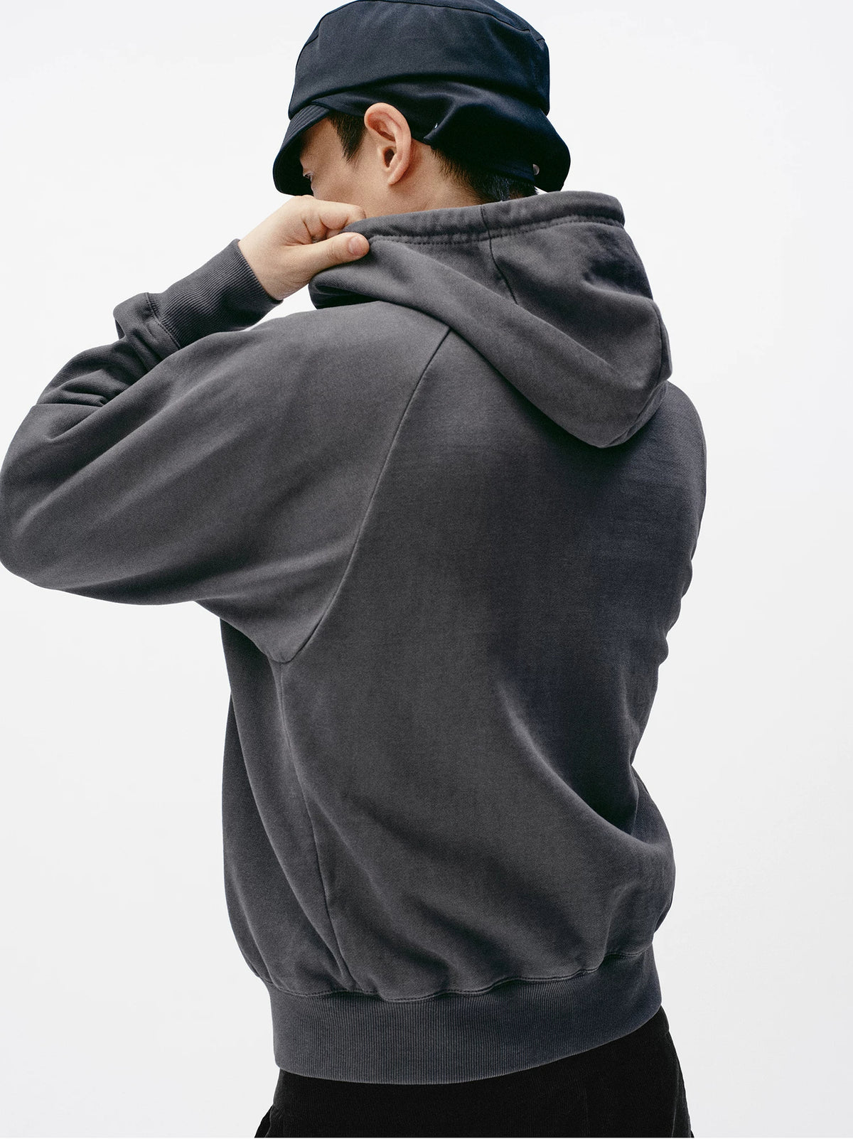Simple Project Washed Overdyed Raglan Zip-Up Hoodie - Washed Gray back