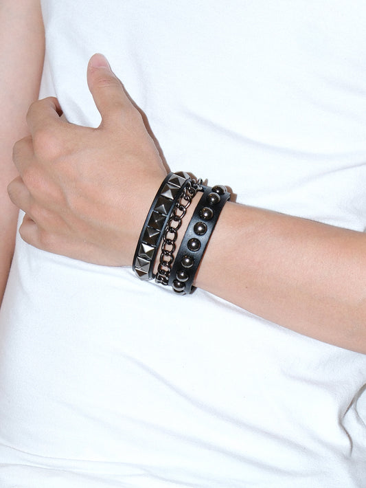 Multi-Layer Studded Leather Bracelet