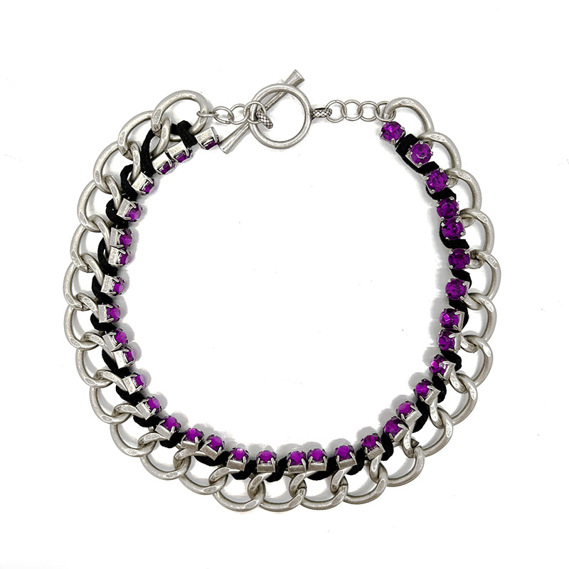 Purple Red Zircon Distressed Cuban Chain