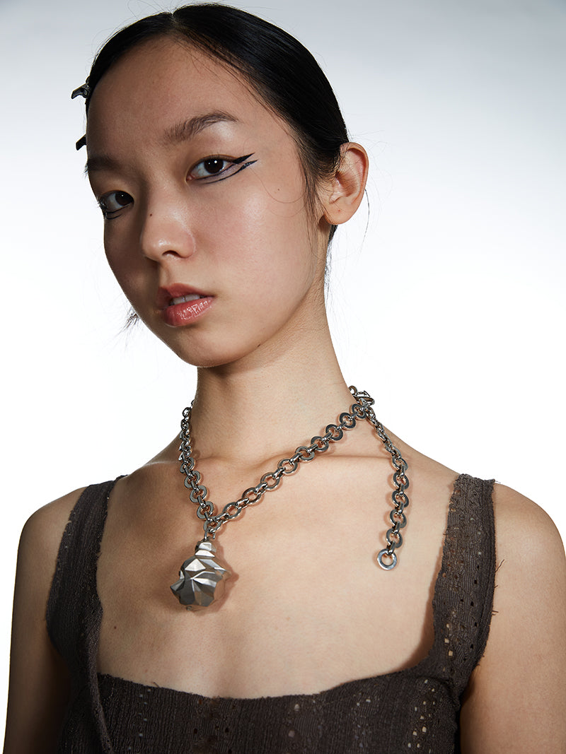 3D Faceted Heart Pendant Necklace