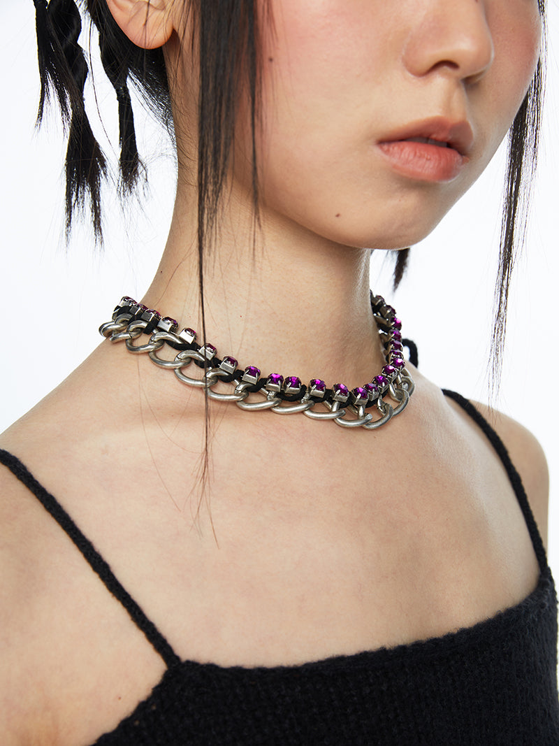 Purple Red Zircon Distressed Cuban Chain