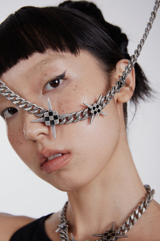 Unisex Vintage Cross Enamel Cuban Chain