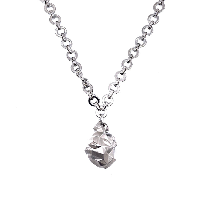 3D Faceted Heart Pendant Necklace