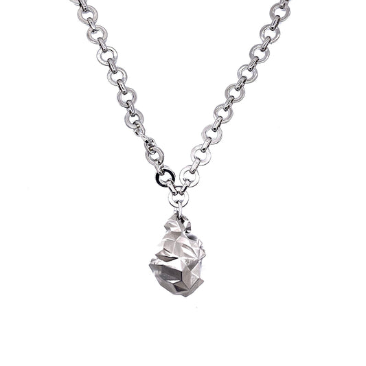 3D Faceted Heart Pendant Necklace