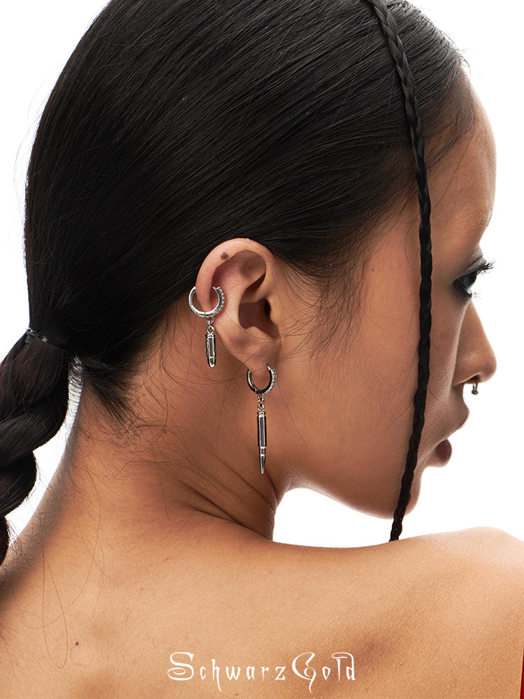 Unisex Zircon Bullet Hoop Earrings