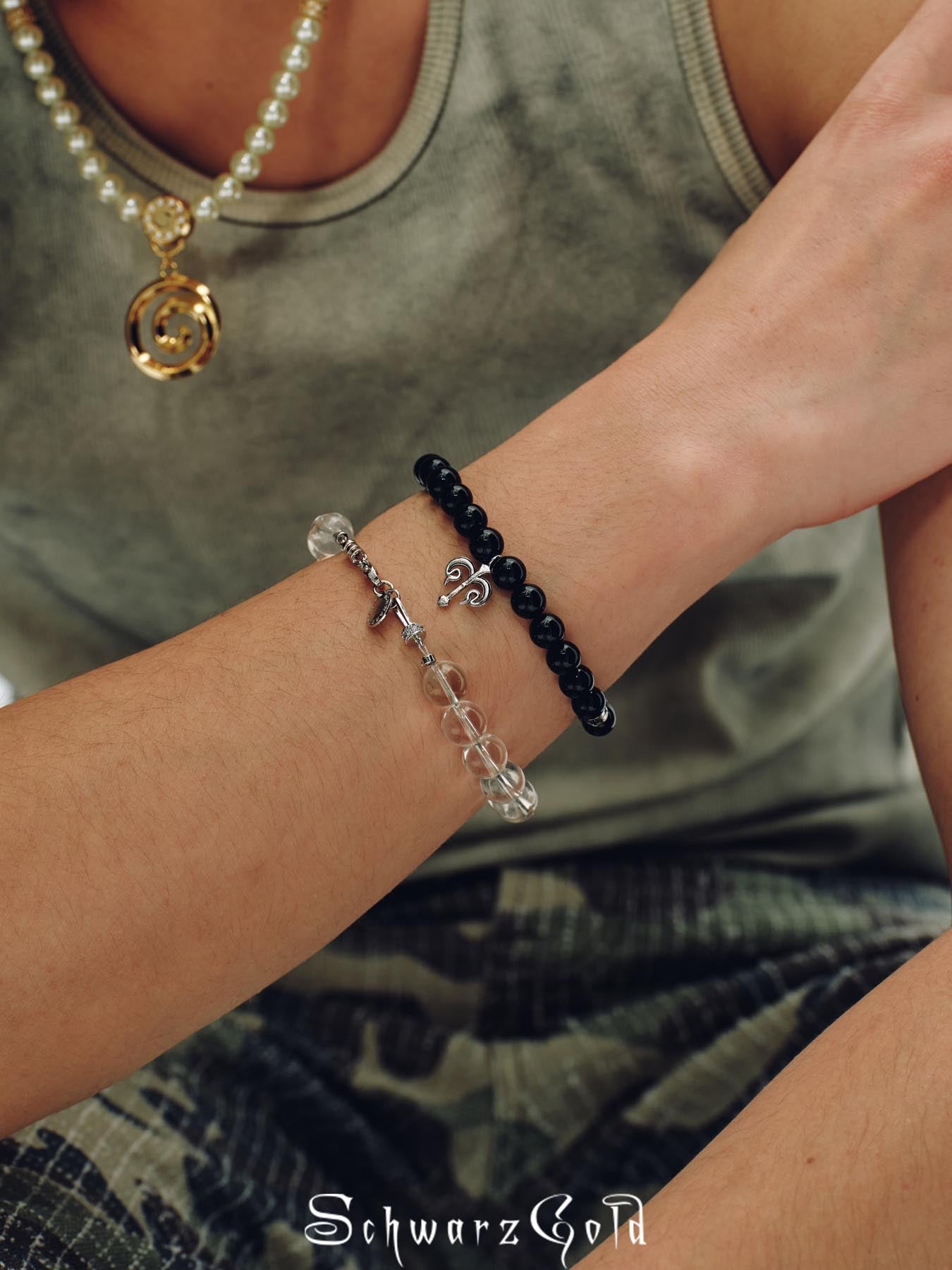 Spiral White Crystal Beaded Bracelet