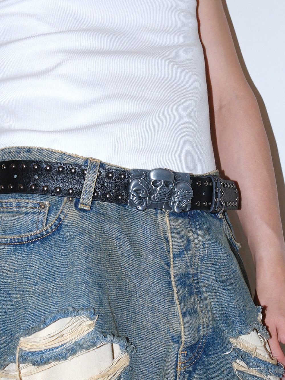 Y2K Vintage Skull Gothic Leather Belt