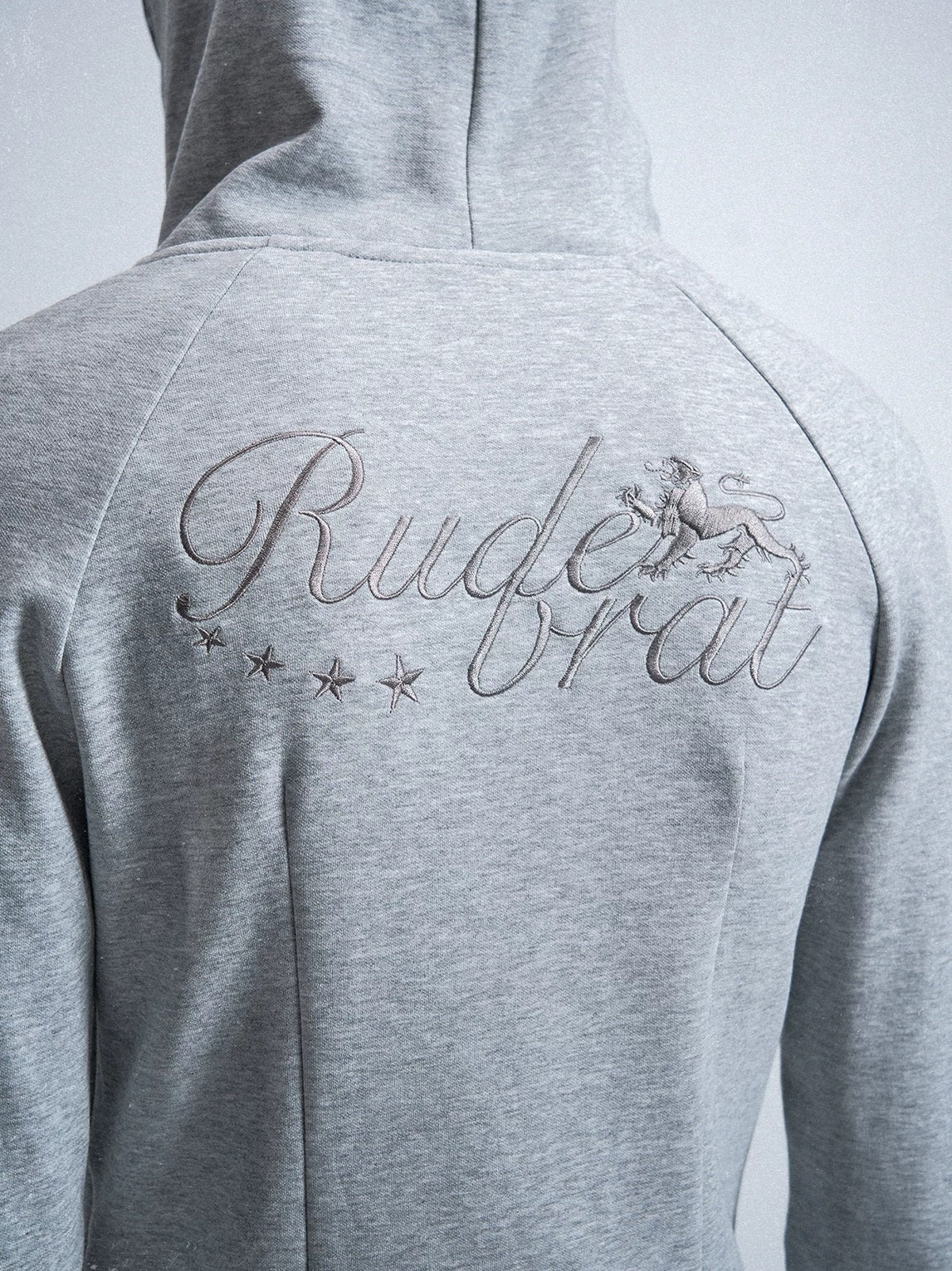 Silver Leopard Layered Zip-Up Hoodie - back embroidery
