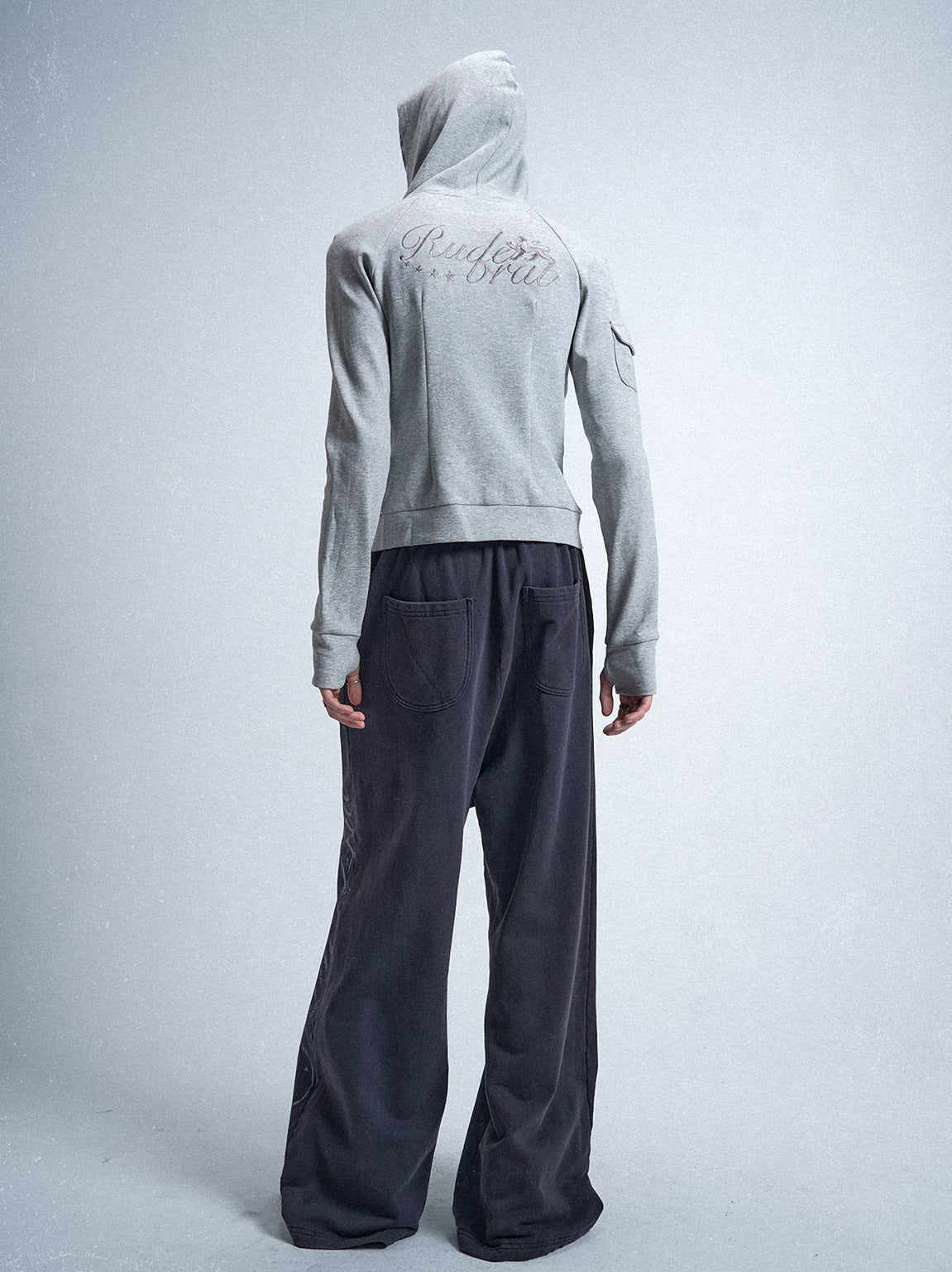 Silver Leopard Layered Zip-Up Hoodie - studio back