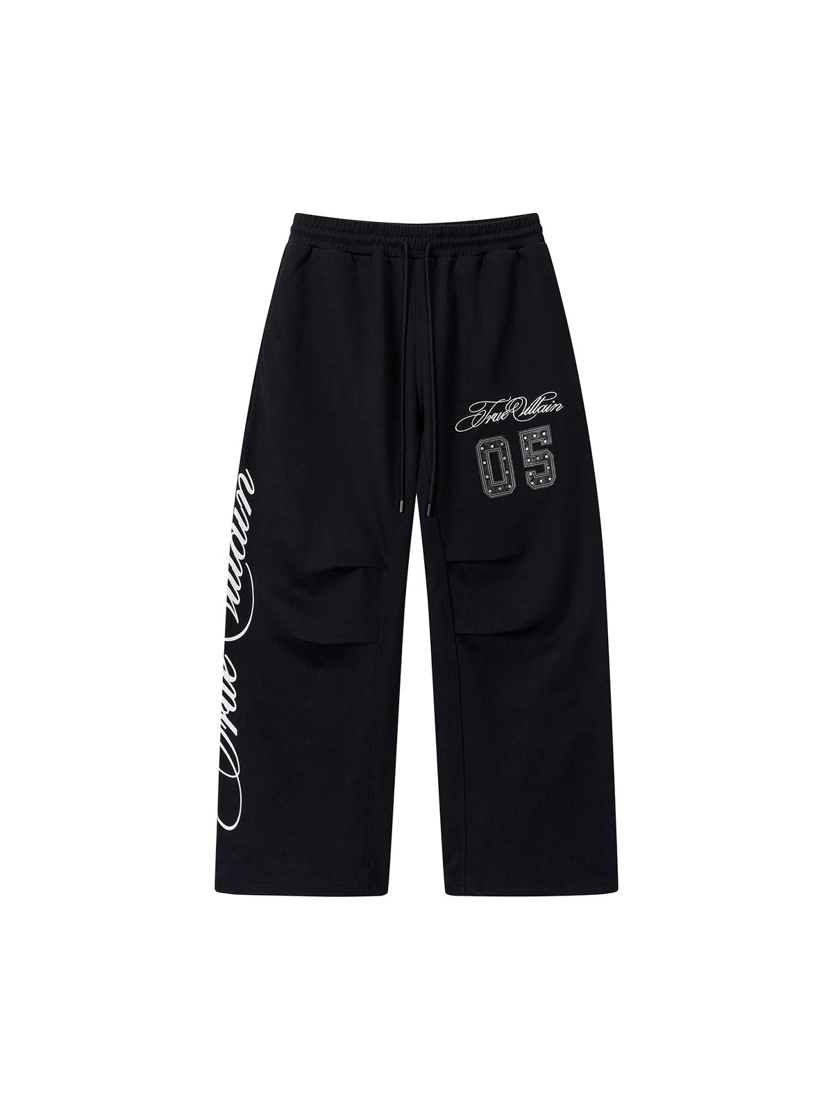 True Villain Studded Zip-Up Hoodie & Sweatpants - Black sweatpants flat lay