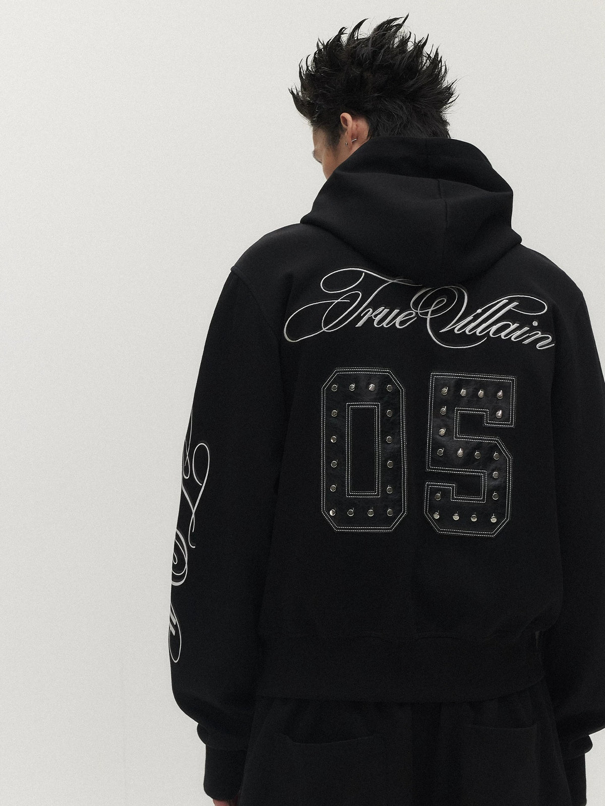 True Villain Studded Zip-Up Hoodie & Sweatpants - Hoodie back studded 05 patch