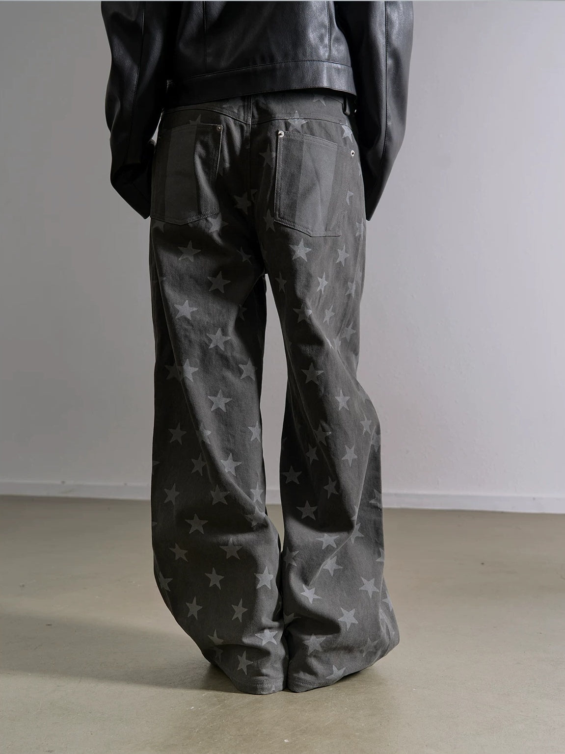 Star Stripe Flag Print Washed Wide Leg Pants - styled back