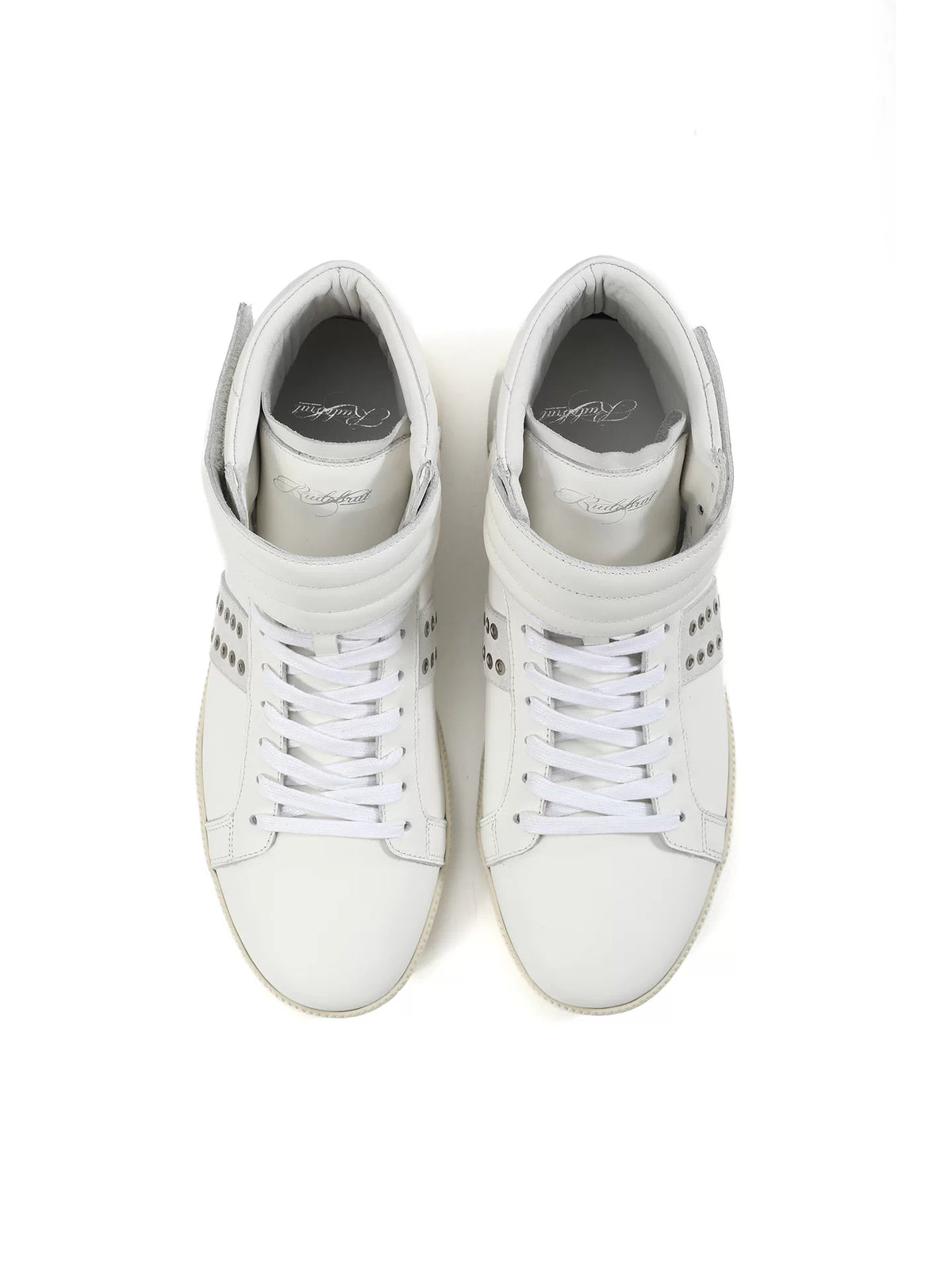 noEmosen Studded Leather High-Top Sneakers - White top view