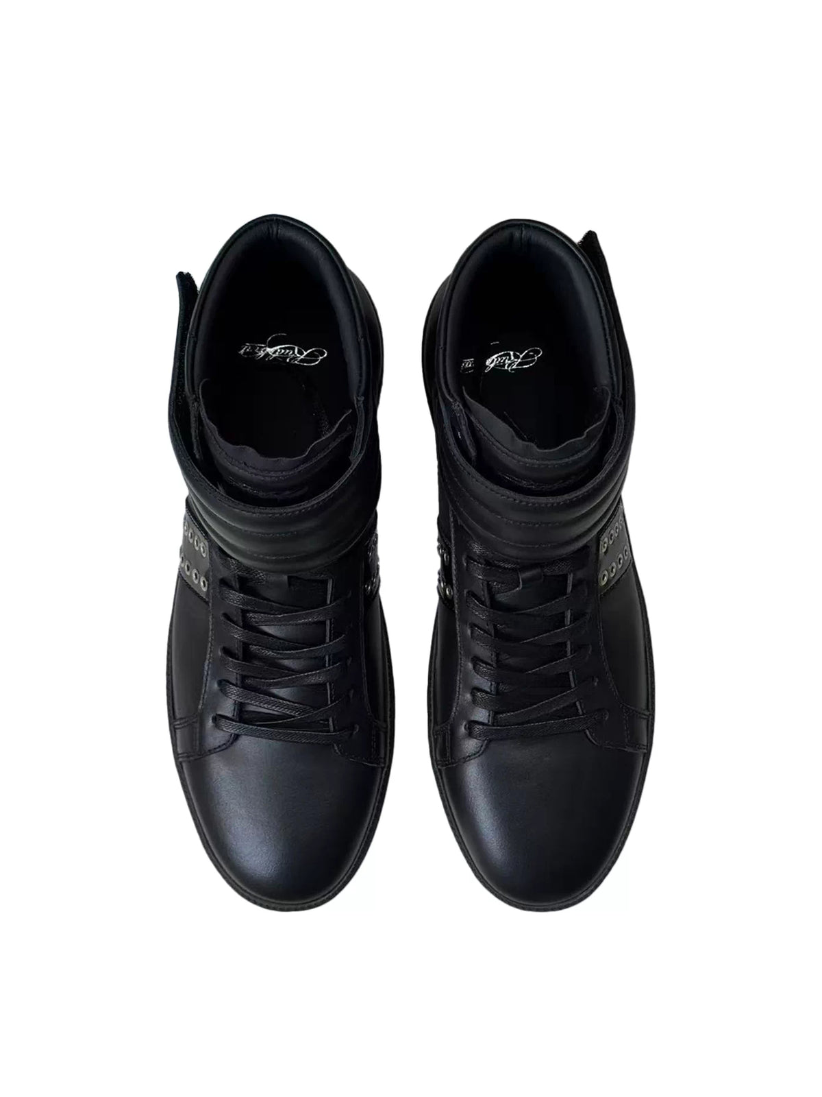 noEmosen Studded Leather High-Top Sneakers - Black top view