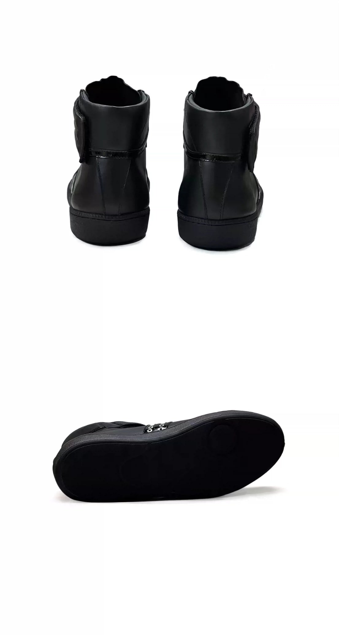 noEmosen Studded Leather High-Top Sneakers - Black back and sole view