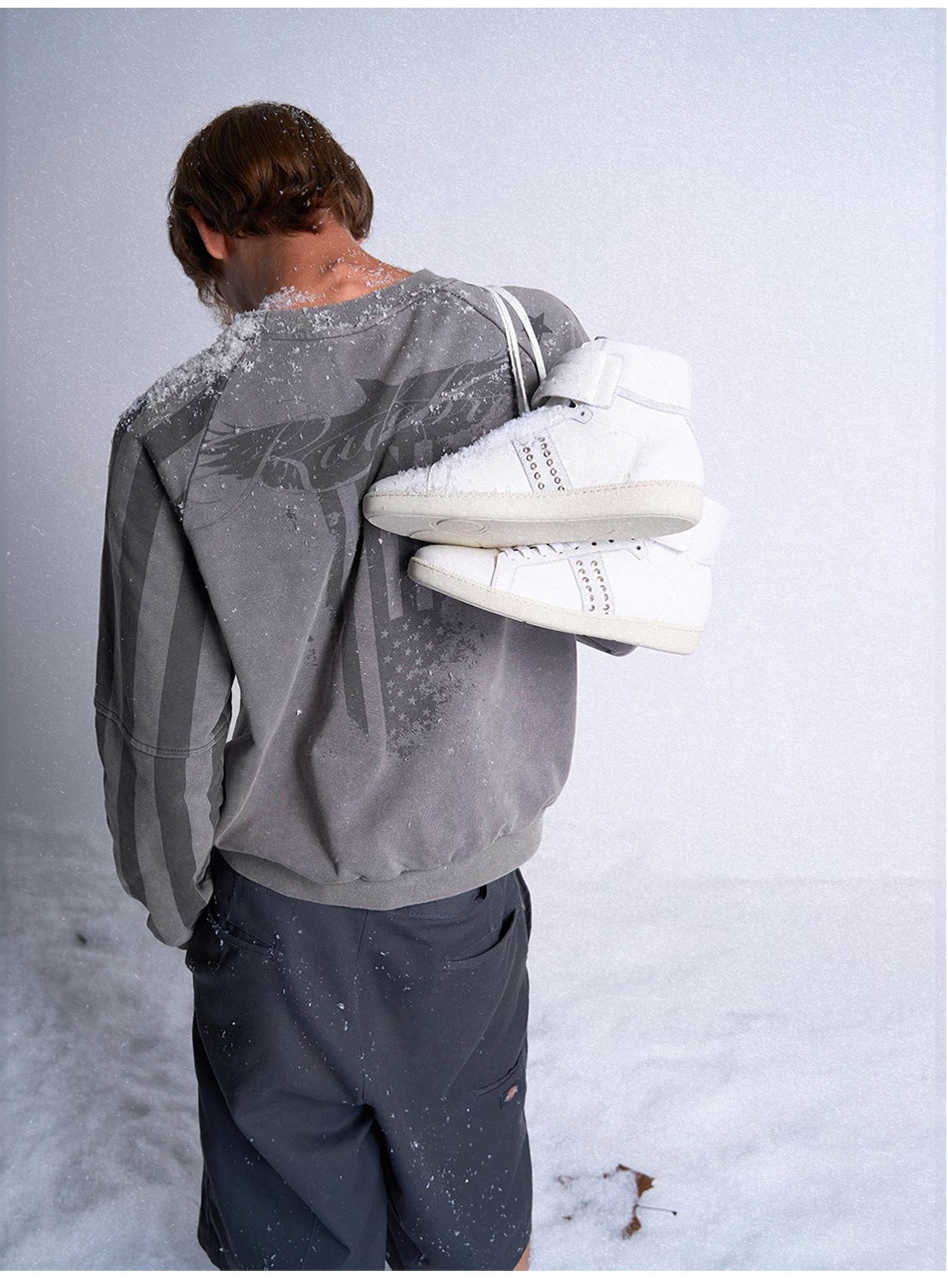 noEmosen Studded Leather High-Top Sneakers - White lookbook side view