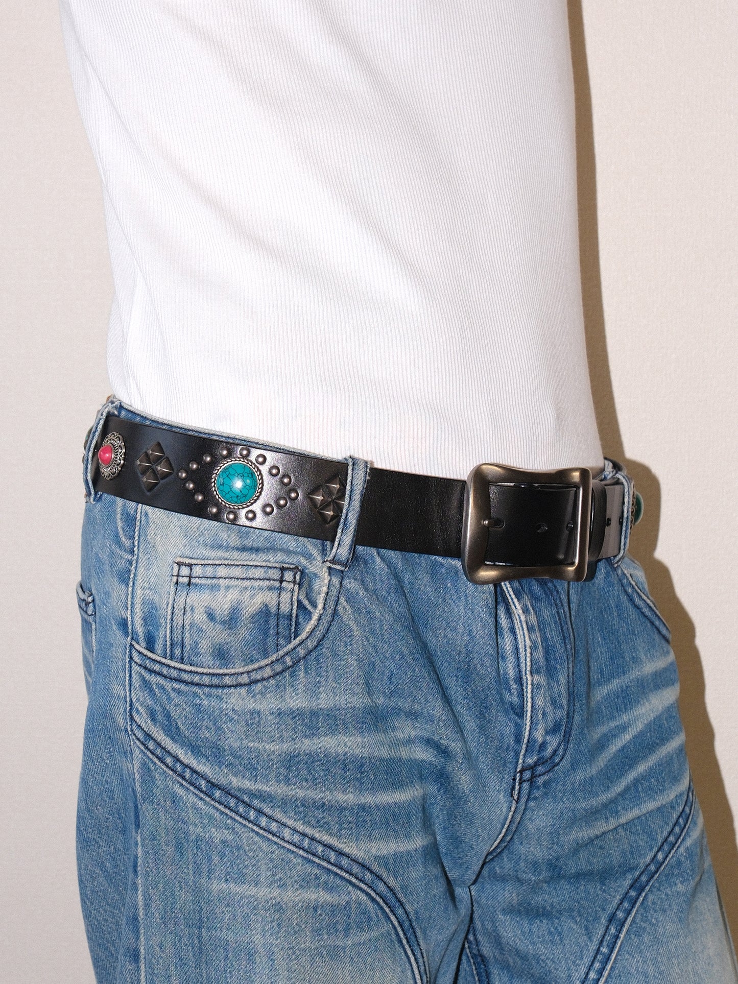 Tribal Studded Leather Belt