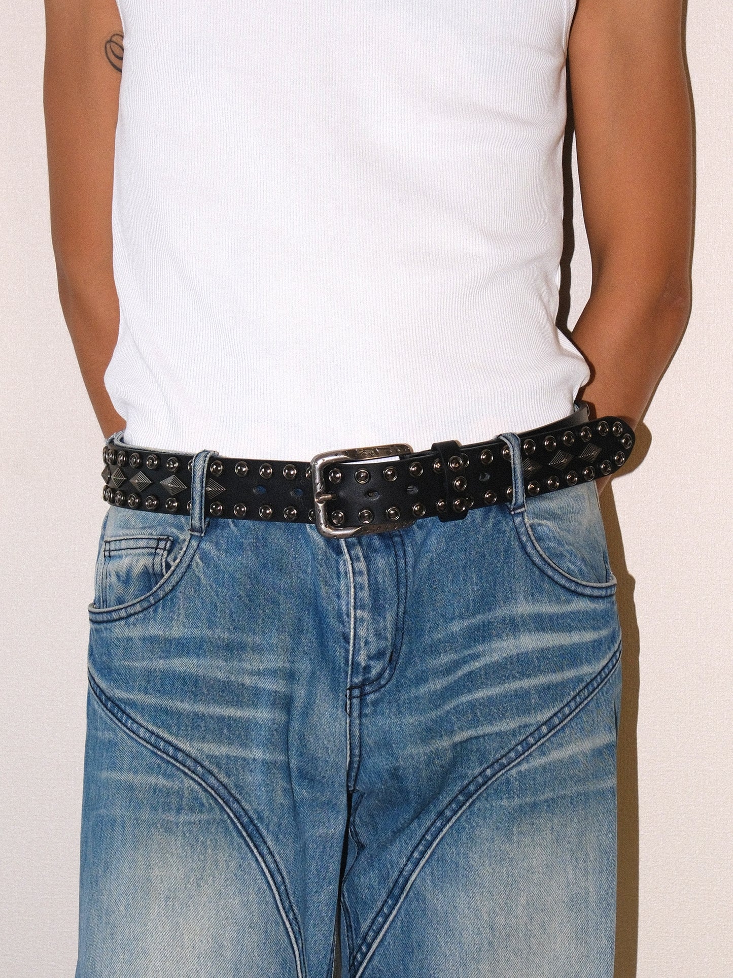 Diamond Studded Genuine Leather Belt