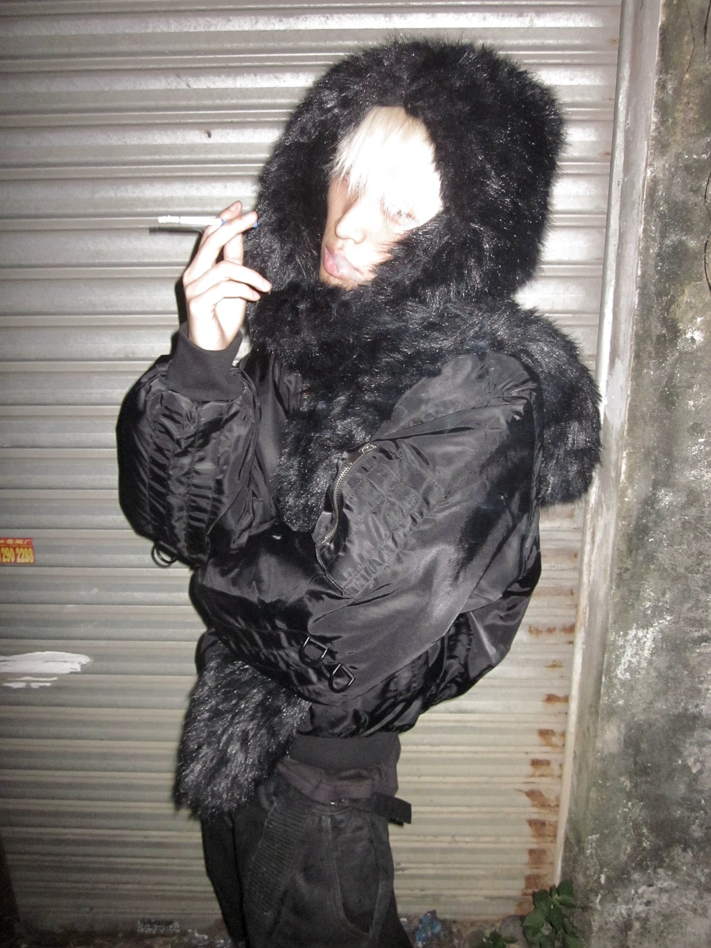 Detachable Hood Fur Scarf MA1 Jacket