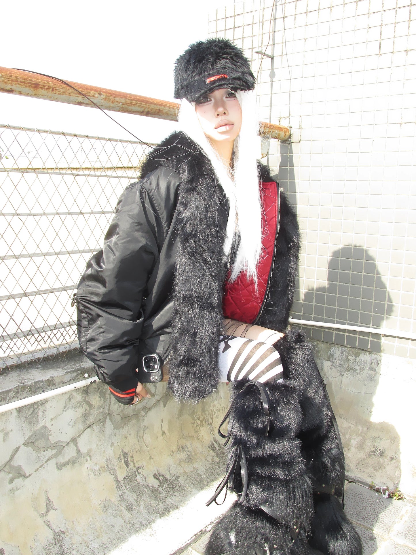 Detachable Hood Fur Scarf MA1 Jacket