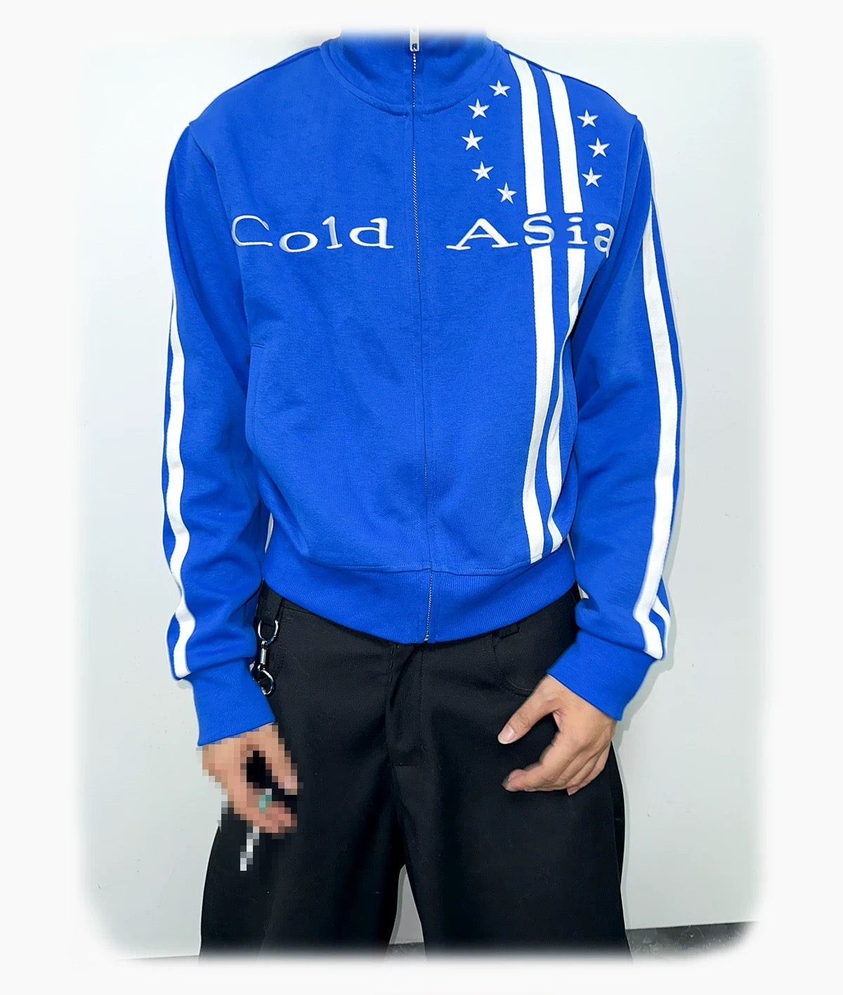 ColdAsia Embroidered White Webbing Cropped Jacket