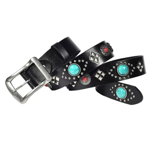 Tribal Studded Leather Belt