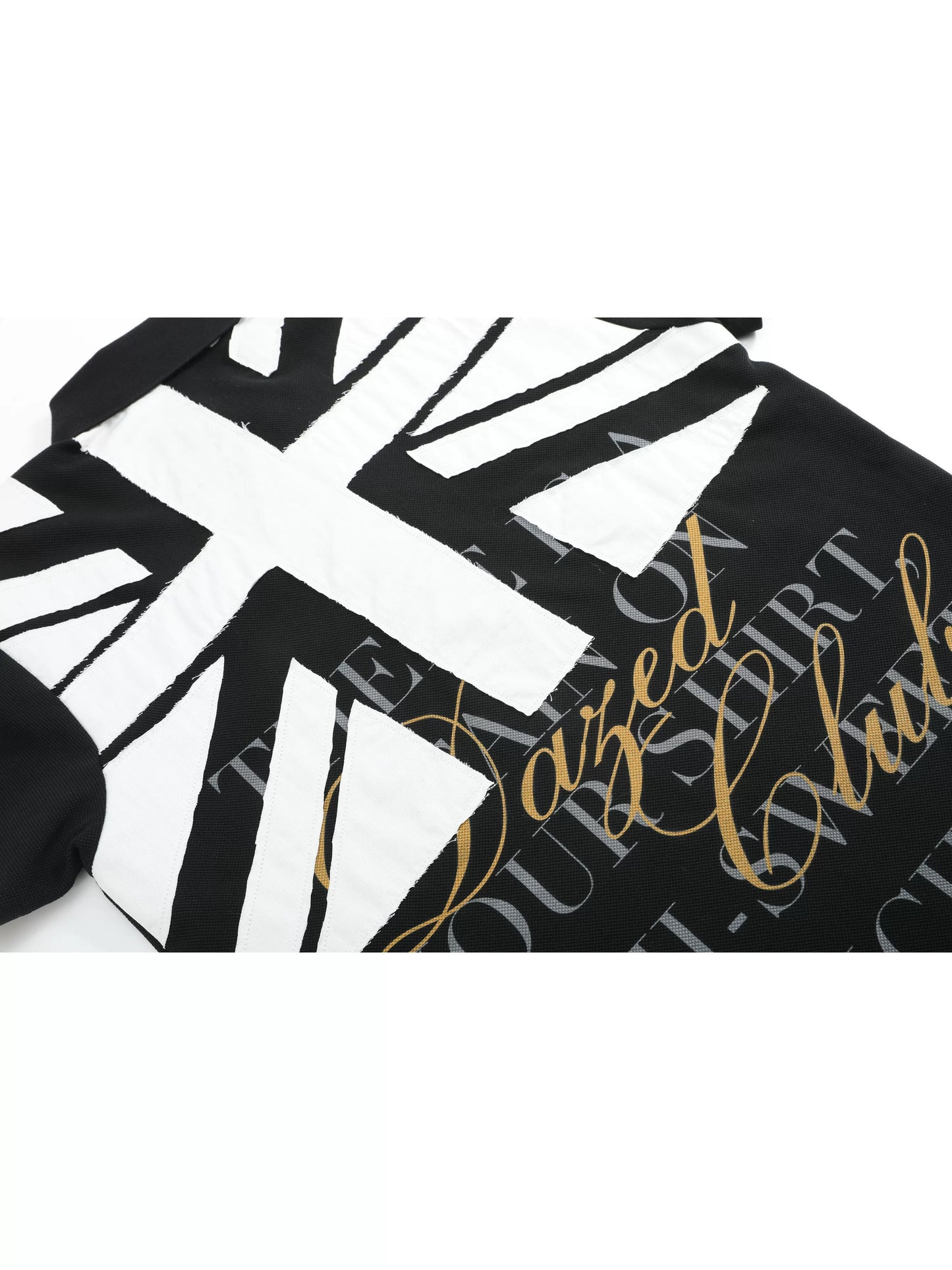 no E mosen Union Jack Patchwork Polo - Punk Streetwear Piqué Cotton Tee