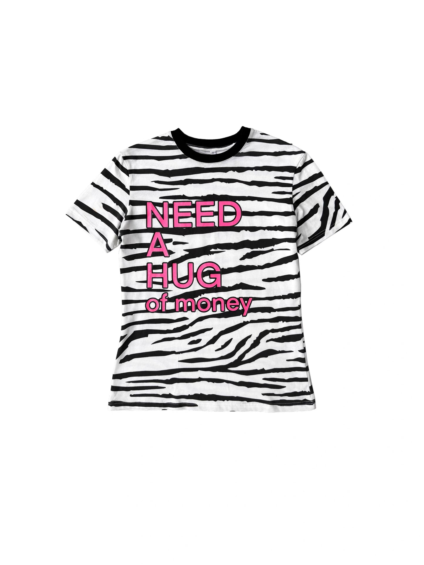 CHAI SS26 "Hug" Zebra Print Glitter Tee - Sparkle Graphic 100% Cotton T-Shirt
