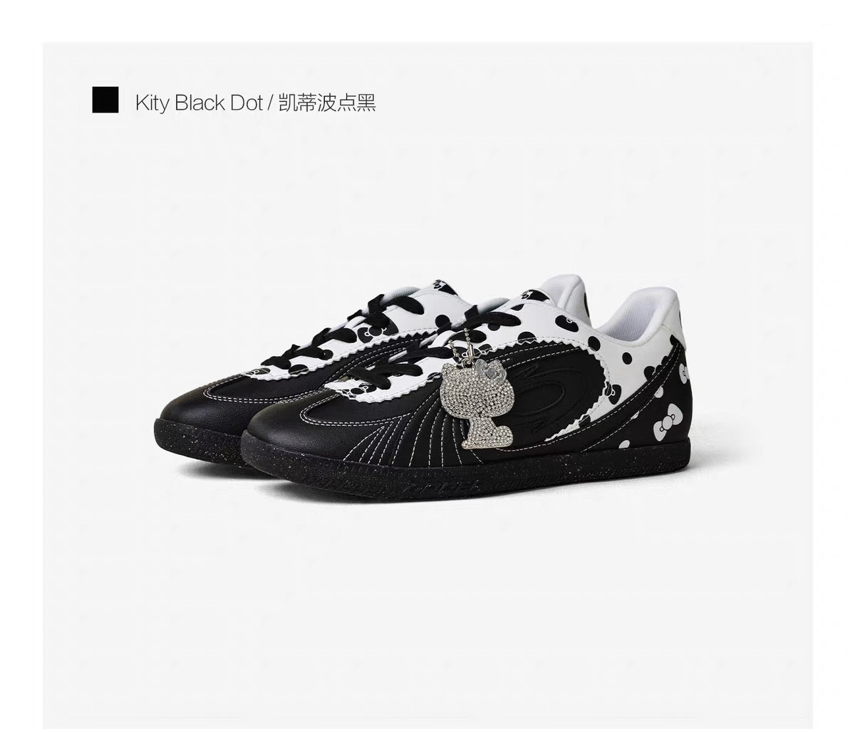 OLDORDER Turbine Lite "Kitty" Polka Dot Black Sneakers - Retro Low-Profile GAT Shoes