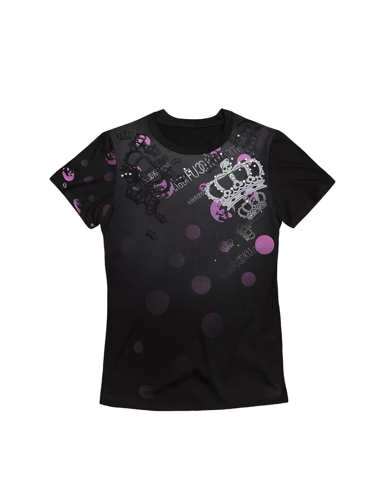 Night Lab Y2K Crown Polka Dot Tee - Unisex Soft Grunge Lightweight Fitted Shirt