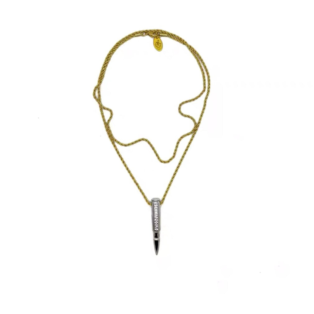 Unisex Layered Silver Bullet Gold Chain