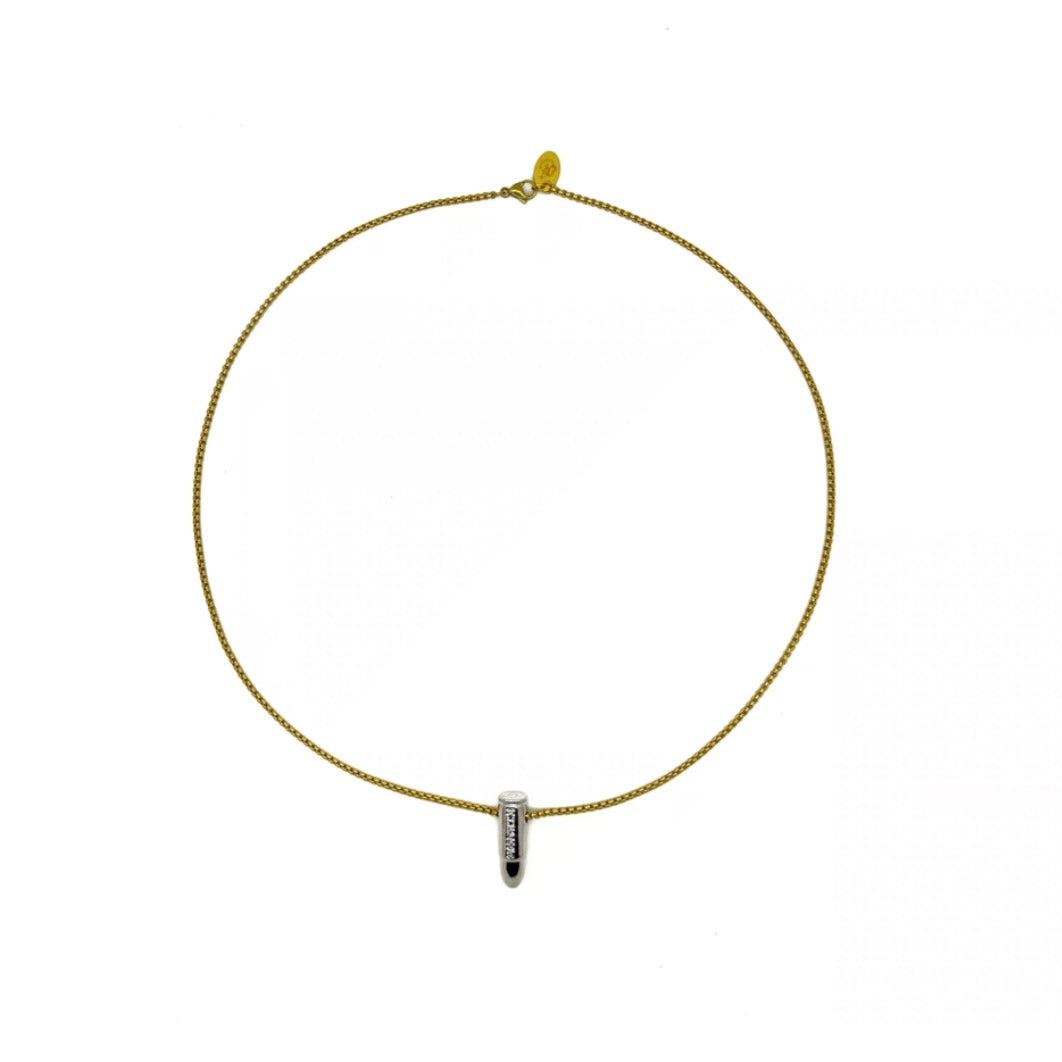Unisex Layered Silver Bullet Gold Chain