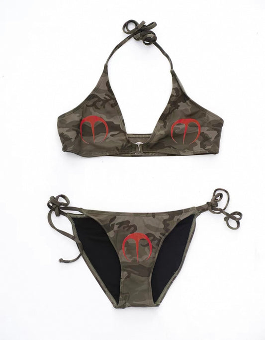 Strappy Camouflage Bikini Set
