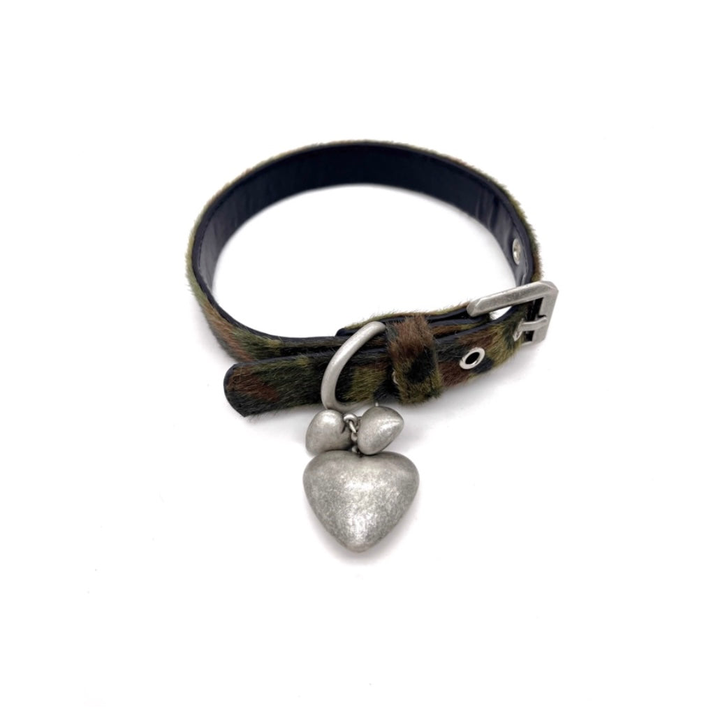 Camo Leopard Horsehair Heart Choker