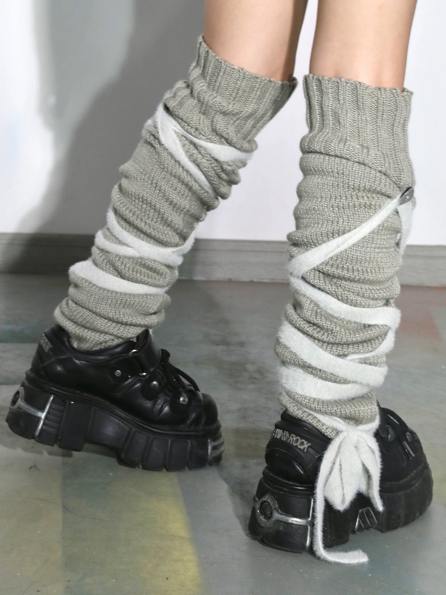 Tie-Up Wool Scrunch Socks