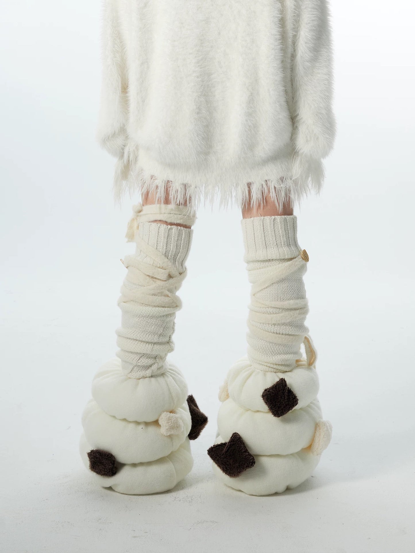 Tie-Up Wool Scrunch Socks