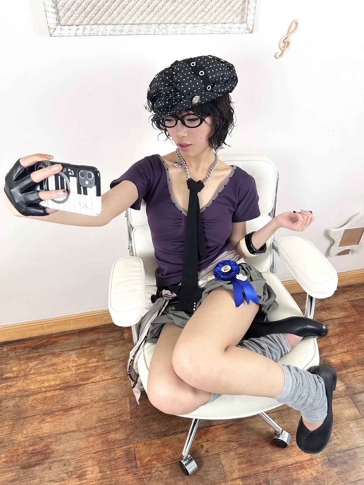 Puffy Cloud Adjustable Polka Dot Beret