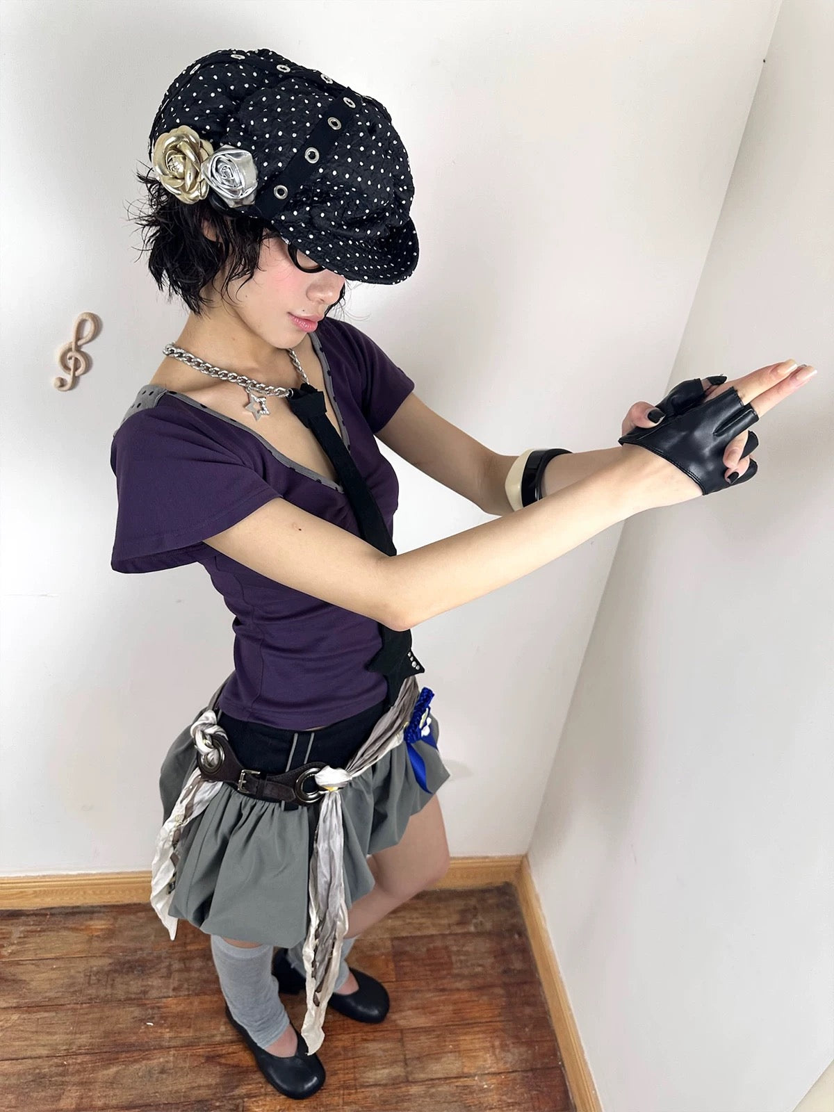 Puffy Cloud Adjustable Polka Dot Beret