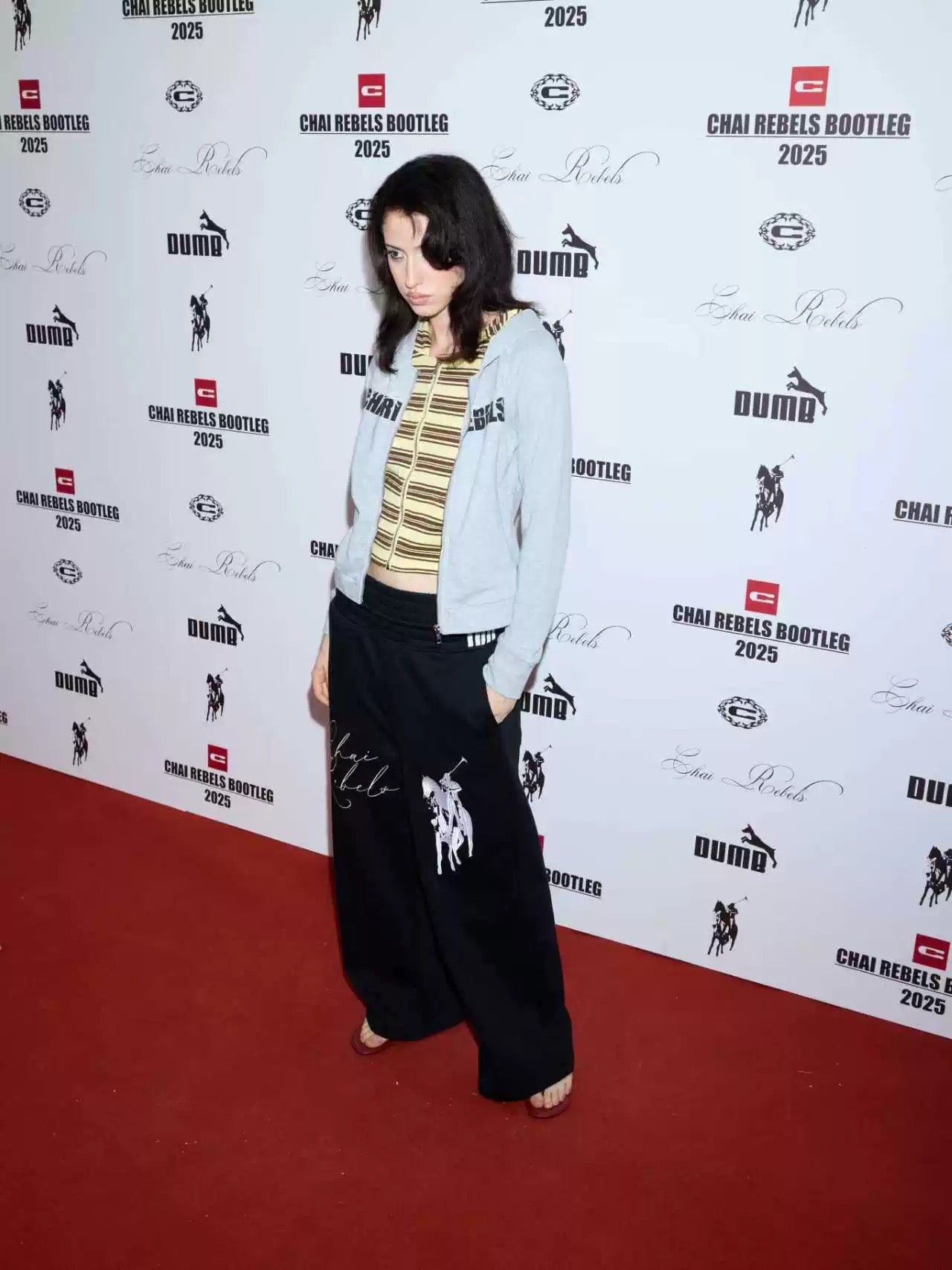 Star Embroidery Contrast Stripe Zip-Up Hoodie